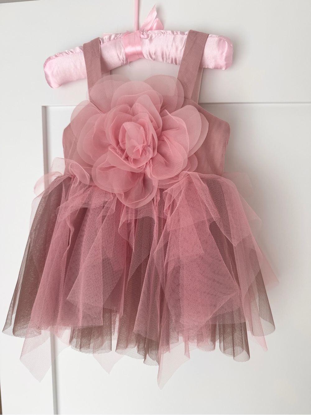 Girls Pink Floral Tulle Party Dress